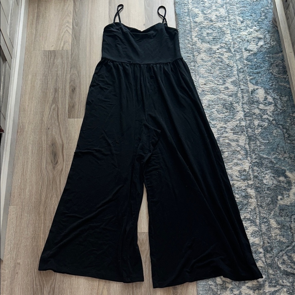 Aritzia Black Wide-Leg Jumpsuit with Spaghetti Straps